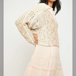 Free People mosaic v neck pullover sweater
